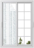 Window Privacy Film Frosted, Modern Minimalist Reusable Static Cling Window Tints, Light Blue Rustic Leaves Stripes Heat Control Windows Films for Offices, Balcony, 29.5 x 118 Inches by Unknown