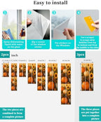 Window Privacy Film Frosted, Fall Pumpkins Static Cling Door Window Covering, Thanksgiving Autumn Sunflowers Orange UV Blocking Windows Film for Office, Hotel, Bedroom, 29.5 x 78.7 Inches - Image 4