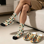 Jeiento Fuzzy Slippers and Sock Set Women's Warm Cozy Memory Foam House Shoes Soft Slip-on Slides - Image 3