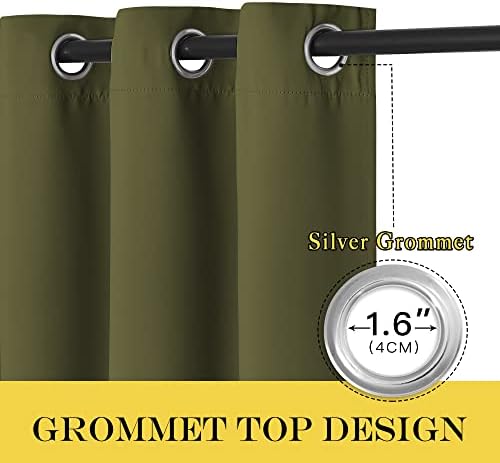 NICETOWN Window Treatment Sliding Door Curtain - Thermal Insulated Wide Width Solid Blackout Patio Glass Door Drape, Extra Wide Draperies (Olive Green, 100 inches Wide x 84 inches Long) - Image 2
