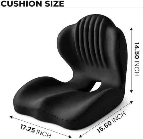 Universal Seat Cushion,Office Chair Cushion with Lumbar & Back Support for Sciatica/Tailbone Pressure Relief.Memory Foam Cushions for Gaming Chair,Car seat,Truck seat and Long Sitting Workers.Black - Image 2