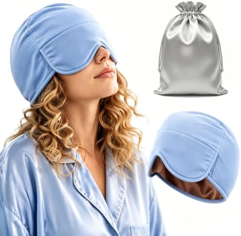 Weight-ed Eye Mask for Sleeping, 100% Blackout Satin Eye Mask, Gentle Pressure Comfort for Deep Sleep,360°Full Coverage Hat-Style Design,Perfect for Sleep, Travel, Naps & Relaxation by WENHULIOPTY