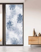 Window Privacy Film Frosted, Navy Blue Palm Trees Tropical Non-Adhesive Static Cling Window Tint, Summer Beach Botanical Insulated Windows Frosted Films for Living Room, 35.4 x 78.7 Inches - Image 5