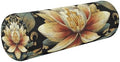 Boho Water Lily Flower Black Neck Roll Pillow Bolster Round Health Memory Foam Long Cervical Cylinder Pillows with Removable Washable Cover for Body Bed Legs Back Yoga by QwThum