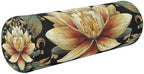 Boho Water Lily Flower Black Neck Roll Pillow Bolster Round Health Memory Foam Long Cervical Cylinder Pillows with Removable Washable Cover for Body Bed Legs Back Yoga by QwThum