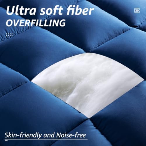 HYLEORY All Season Twin Size Bed Comforter - Cooling Down Alternative Quilted Duvet Insert with Corner Tabs - Winter Warm - Machine Washable - Navy Blue - Image 6