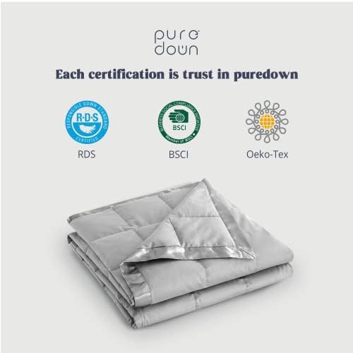 puredown® California King Blanket - Soft Lightweight Down Blanket for All Seasons, Cozy Warm Luxury Bed Blanket with Satin Trim, Light Gray (110"X98") - Image 6