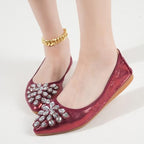 Flats Shoes for Women Rhinestone Wedding Ballerina Shoes Foldable Sparkly Comfort Slip on Flat Dressy Flats - Image 2