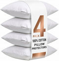 500TC 100% Cotton Pillow Protectors, Queen Size Set of 4, Hotel Grade Stripe Pillow Covers with Invisible Zipper & Lock Protection, Breathable Hypoallergenic Pillow Case (White, 20x30) by HOMTEC