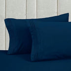 Mocassi King Size 4-Piece Bed Sheet Set - 1800 Premium Hotel Quality Microfiber 18-24 Inches Extra Deep Pocket Fitted Sheet- Luxury Soft, Breathable, Wrinkle, and Fade Resistant, Navy Blue - Image 6