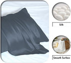 Suatien Mulberry Silk Pillow Cases 2 Pack Queen Size, Space Grey - Image 2