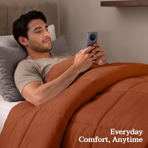 Utopia Bedding Duvet Insert, Twin Comforter 64 x 88 Inches, Burnt Orange - Image 3