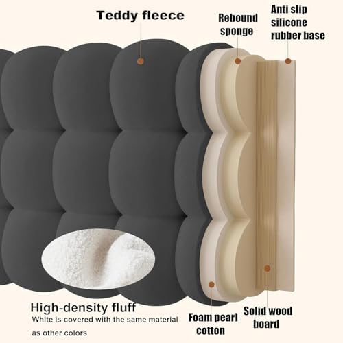 Full Headboard Pillow Foldable Upholstered Headboard Built in Wooden Board Support Bed Large Bolster Resting Cushion for Sitting in Bed, Backrest for Bedroom Daybed, Dark Grey 47x24x8 Inch - Image 3