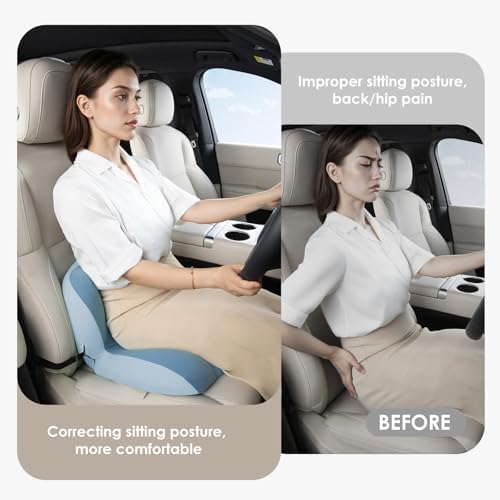 FLORICH Memory Foam Truck Seat Cushion,Car Seat Cushion and Lumbar Support Pillow for Office Chair, Ergonomic Back Support & Sciatica Relief for Long Drives(Blue) - Image 4