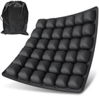 Inflatable Seat Cushion for Air Travel with Built-in Manual Pump, Portable, Breathable, Non-Slip, Waterproof Lycra Cover (Matte Black) by IZLTUV