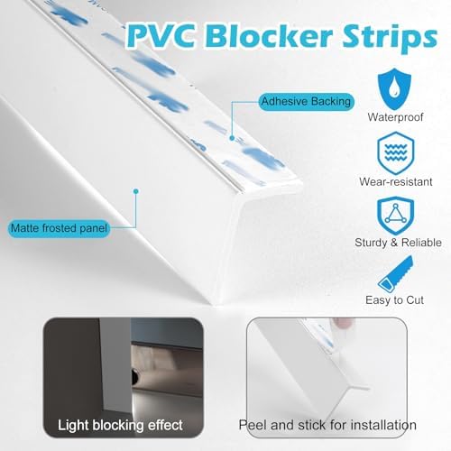 Light Blocking PVC Window Strips, Cuttable Privacy Gap Blocker for Bedrooms & Bathrooms, DIY Roller Blind Side Tracks, 2 Pack Gray, 46in/116.8cm, Enhance Privacy & Comfort - Image 4