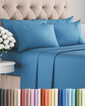 Cal King 6 Piece Bed Sheet Set - Breathable & Cooling Sheets - Denim Blue by CGKUnlimited