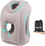 Maliton Inflatable Travel Pillow for Airplane Comfortable Sleeping, (Grey) by Maliton