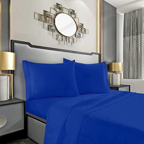 Mocassi King Sheet Set - Luxury Hotel 1800 Premier Bedding Sheets & Pillowcases - Ultra Soft Breathable & Cooling Bed Sheets - Deep Pocket - Wrinkle Resistant - 4 Piece Set - King, Imperial Blue - Image 2