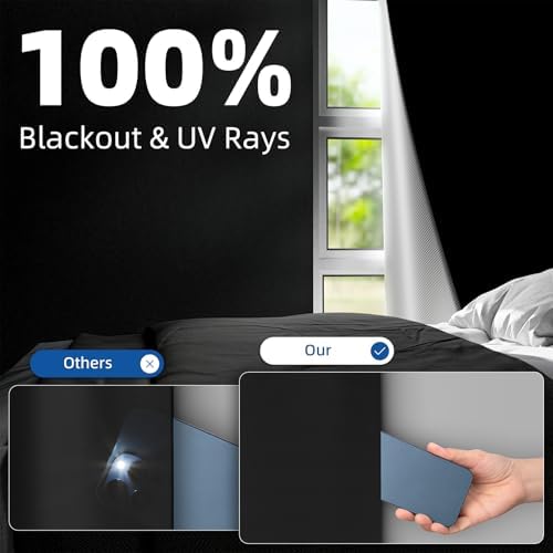 NIGHTON 100% Blackout Window Cover 65" W x 48" L,No Drill Black Out Blinds - Image 2