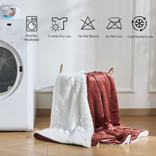 NANPIPER Warm Sherpa Blanket for Couch, Soft Fleece Twin Size for Winter, Fuzzy Plush Throw Gift for Women, Chocolate Brown 60x80 Inches - Image 7