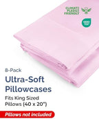 King Pillow Cases - 8 Pack Soft Pillowcase Covers - 20" x 40" (Light Pink) - Image 2