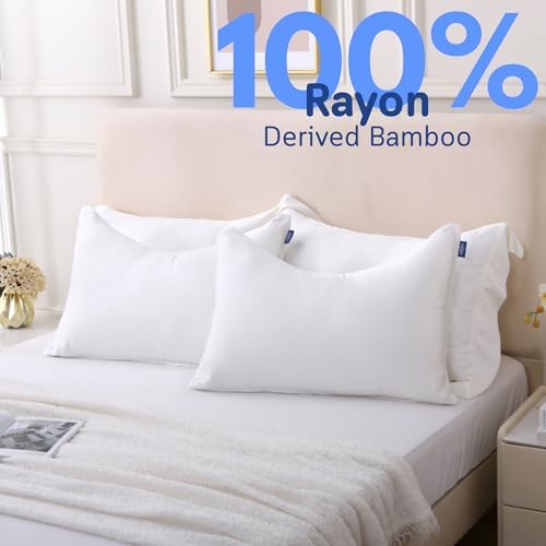 Cooling Pillow Covers for Curved Pillows – 2-Pack 28x20 Pearl White Moon-Shaped Zippered Pillowcases, 100% Rayon Derived from Bamboo, Ultra-Soft, Silky, Breathable, & Wrinkle‑Resistant - Image 5