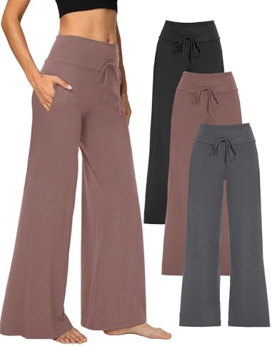 Showitty Wide Leg Pants for Women with Pockets, High Waist Yoga Lounge by Showitty