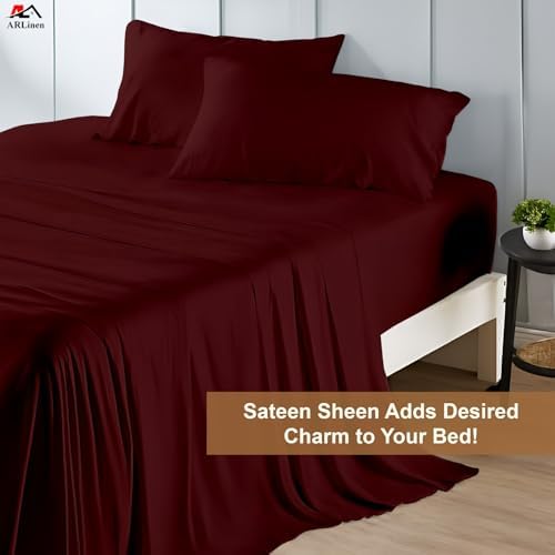 ARlinen RV Bunk Sheet Set, 34x75, 4 Piece Egyptian Cotton, Burgundy - Image 7
