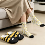 Jeiento Womens Fuzzy Slipper and Socks Winter Warm Gifts for Mom,Wam Cozy Indoor Socks Comfort Home Shoes - Image 2