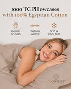 1000 TC Beige King Pillowcases Set of 2 100% Egyptian Cotton Pillow Cases - Image 5