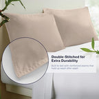 Kickoff Viscose Bamboo Pillowcase, King, Set of 2, 100% Organic Hidden Zippered Viscose Bamboo Pillow Case King Size, Cooling Pillow Cover for Hot Sleepers (20"x40", Iced Latte) - Image 3