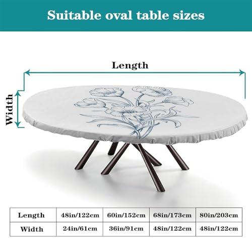 Table Cloth Oval, Plaid Pattern Printed on Elastic Table Cover, for Parties & Celebrations Holiday Dinners, Fits for 52" x 70" Oval Tables - Image 4
