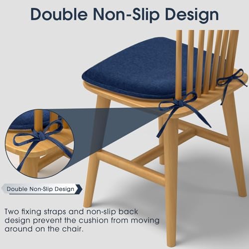TushGuard Chair Cushions, 4 Pack Memory Foam Chair Pads, Navy Blue - Image 4