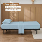 ARlinen 4 PCs Cot Sheets Sets 32" X 75", Egyptian Cotton Fitted Mattress Fits Upto 4"-8" Deep Perfect for Narrow Twin/RV Bunk/Guest Bed Replacement/Camping, Light Blue - Image 5