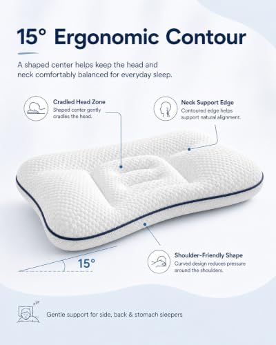 Kids Posture Pillow, Ergonomic Cervical Neck Support, Cooling Memory Foam - Image 3