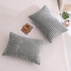Bedorm Faux Fur Pillowcases Set of 2 King Size Plush Fluffy Pillow Cover Gray, Zipper Closure - Image 6