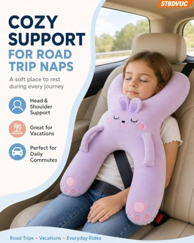 Kids Car Travel Seat Pillow H Shaped Plush Neck Support for Road Trip Naps - Image 3