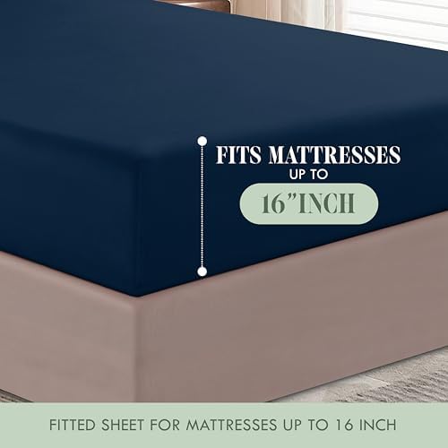 Elegant Comfort Luxurious Soft 1500 Thread Count Egyptian 4-Piece Premium Hotel Quality Wrinkle Resistant Coziest Bedding Set, All around Elastic Fitted Sheet, Deep Pocket, Twin/Twin XL, Navy Blue - Image 5