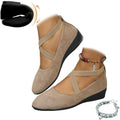Women's Crisscross Strap Wedge Shoes,Womens Round Toe Ballet Wedge Dress Shoe Elegant Suede Comfy Slip-On Pump by Unknown