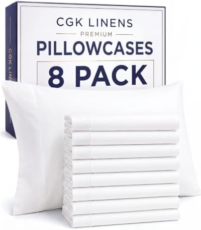 Queen Pillow Cases - 8 Pack Soft Pillowcase Covers - 20" x 30" (White) by CGKUnlimited