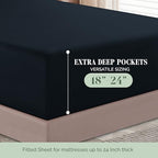 Elegant Comfort 1500 Premium Quality 4-Piece Bed Sheet Set - 18-24 Inch Extra Deep Pocket, Smart Storage Pockets, Wrinkle Free Ultra Soft 4PC Extra Deep Pocket Sheets, Twin/Twin XL, Black - Image 5