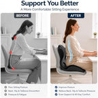 Ergonomic Memory Foam Seat Cushion, L Shaped Lumbar Support Pillow with Tailbone Relief, Orthopedic Chair Pad for Office, Car, Gaming Chair, Travel (Black) - Image 6