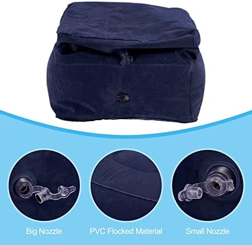 PATIKIL Travel Foot Rest Pillow, Inflatable Foot Rest Mat Adjustable 3 Layers Height Sleep Flights Leg Rest Pillow for Airplane Train Office, Navy Blue - Image 4