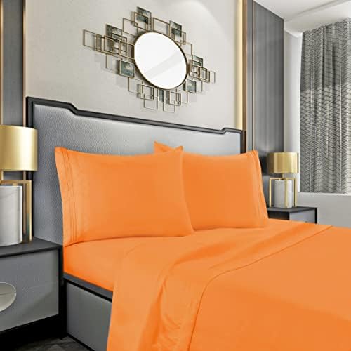 Mocassi Queen Sheet Set - Luxury Hotel 1800 Premier Bedding Sheets & Pillowcases - Ultra Soft Breathable & Cooling Bed Sheets - Deep Pocket - Wrinkle Resistant - 4 Piece Set - Queen, Orange by MocassiLuxuryBedding