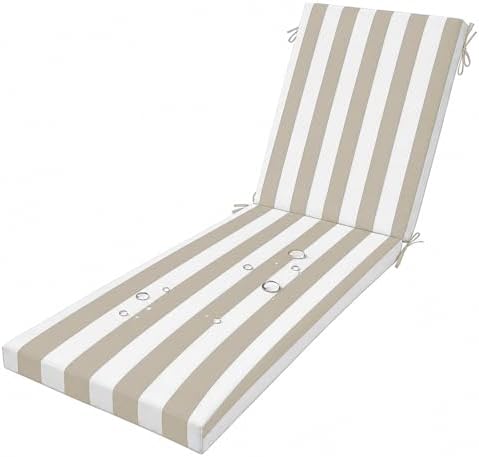 Waterproof Sun Lounger Cushion - Thick Foldable Pad with Ties, Removable Zip Cover, Perfect Replacement for Garden Recliner, Patio & Beach Chair, Outdoor Comfort by Unknown