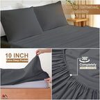 ARlinen 4 PC RV King Sheets 72 x 80, Egyptian Cotton, 10-Inch Deep, Dark Grey - Image 6