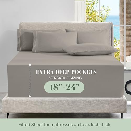 Elegant Comfort Luxury Soft 4-Piece 1500 Premium Hotel Quality Bed Sheet Set with Extra Deep Pockets 18-24 Inch, Wrinkle Free, Storage Pockets, Extra Deep Pocket 4PC Sheets, Twin, Charcoal Gray - Image 4