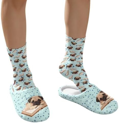 Jeiento Womens Fuzzy Slipper and Socks Winter Warm Gifts for Mom,Wam Cozy Indoor Socks Comfort Home Shoes - Image 4