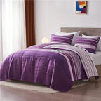 KAKIJUMN Striped Twin Quilt Bedding Set, Soft Bedspread, Purple, 2 Piece - Image 2